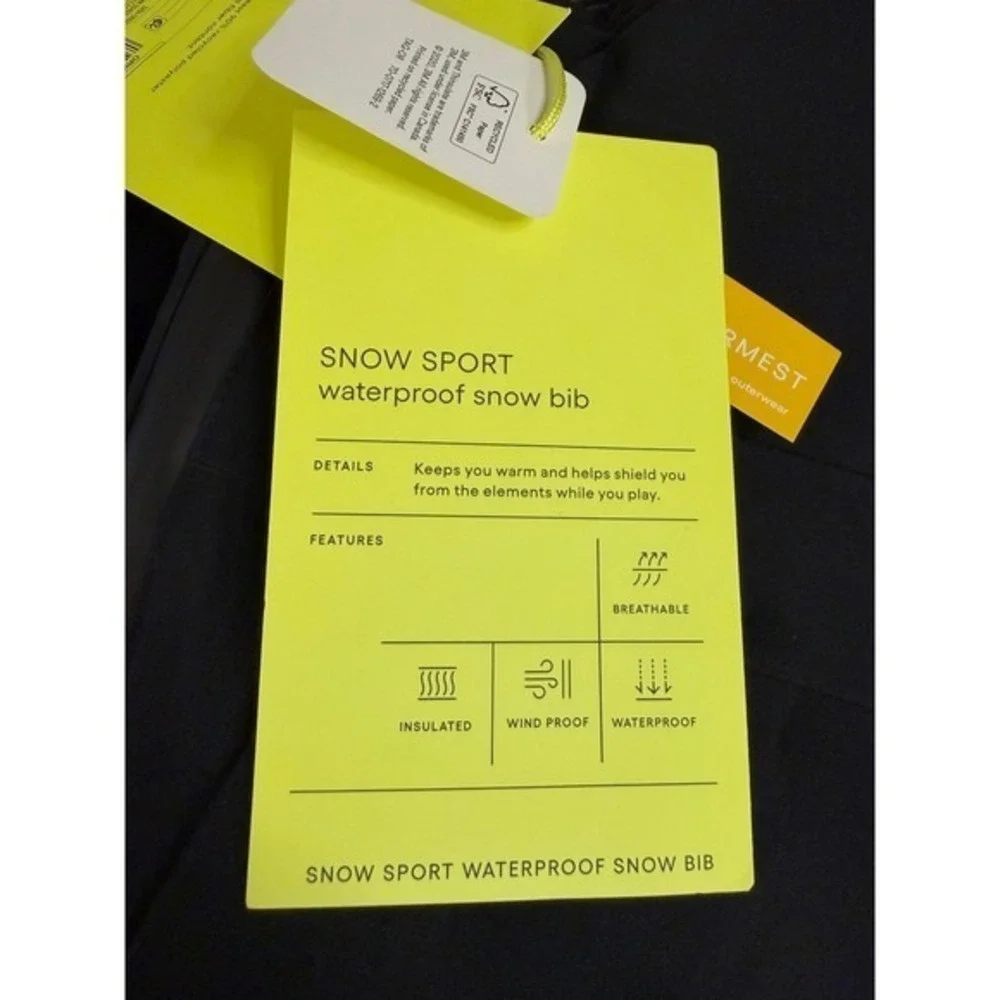 All in Motion Kids Snow Sport Waterproof Snow Bib Black 3M Thinsulate S 6/7